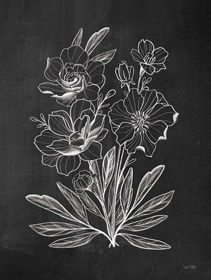 House Fenway FEN432 - FEN432 - Vintage Chalkboard Flowers     - 12x16 Abstract, Flowers, Vase, Black & White, Drawing Print, Chalkboard from Penny Lane
