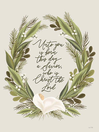 House Fenway FEN992 - FEN992 - Born This Day - 12x16 Christmas, Holidays, Wreath, Greenery, Unto You is Born This Day a Savior, Who is Christ the Lord, Typography, Signs, Textual Art, Greenery, Berries, Jesus, Baby Jesus, Religious from Penny Lane