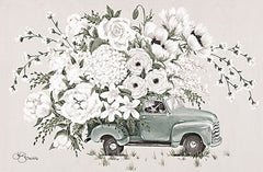 HH211 - White Floral Truck    - 18x12