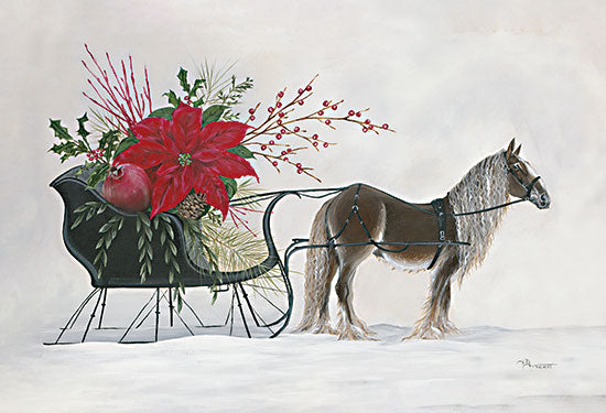 Hollihocks Art HH235 - HH235 - One Horse Open Sleigh - 18x12 Christmas, Holidays, Horse, Sleigh, Poinsettias, Flowers, Winter Flowers, Winter, Snow, Still Life from Penny Lane