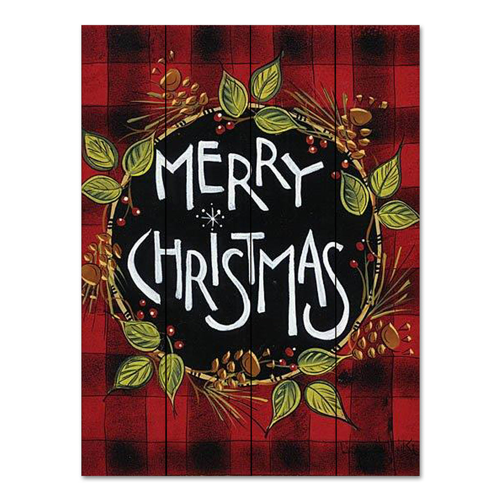 Lisa Hilliker HILL786PAL - HILL786PAL - Let's Be Merry - 12x16 Christmas, Holidays, Merry Christmas, Wreath, Greenery, Plaid, Lodge, Winter from Penny Lane