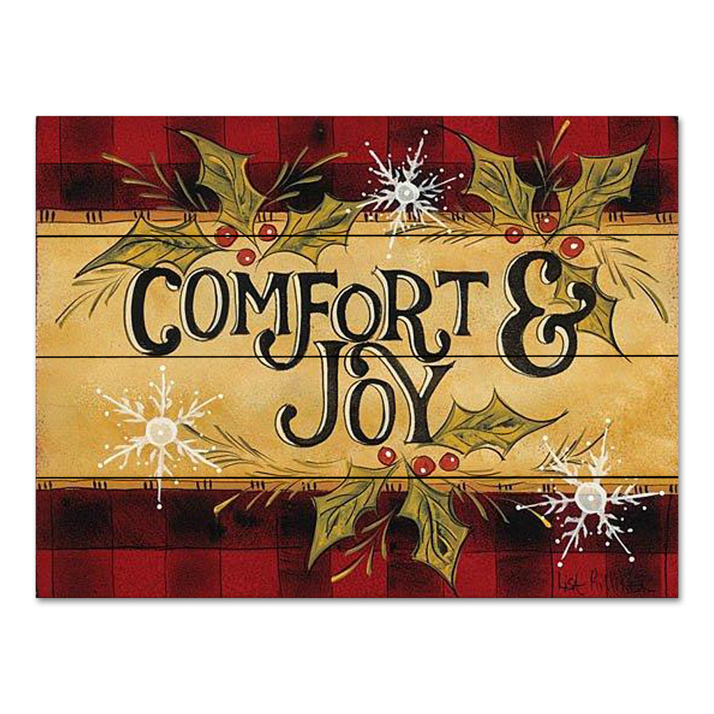Lisa Hilliker HILL788PAL - HILL788PAL - Comfort & Joy Time - 16x12 Christmas, Holidays, Comfort & Joy, Holly, Berries, Plaid, Lodge, Winter, Typography, Signs from Penny Lane