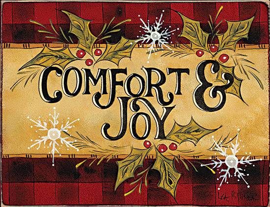 Lisa Hilliker HILL788 - HILL788 - Comfort & Joy Time - 16x12 Christmas, Holidays, Comfort & Joy, Holly, Berries, Plaid, Lodge, Winter, Typography, Signs from Penny Lane
