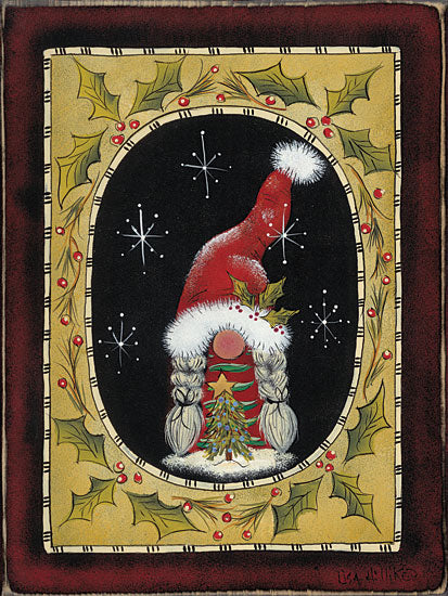 Lisa Hilliker HILL789 - HILL789 - Velma the Gnome - 12x16 Christmas, Holidays, Gnome, Whimsical, Holly, Berries, Winter from Penny Lane