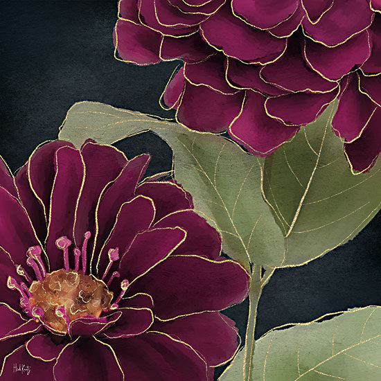 Heidi Kuntz HK186 - HK186 - Burgundy Floral 2 - 12x12 Flowers, Burgundy Flowers, Gold from Penny Lane