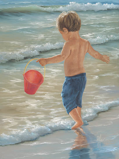 Georgia Janisse JAN181 - Water Play II - Boy, Child, Sand, Ocean, Waves, Coast from Penny Lane Publishing