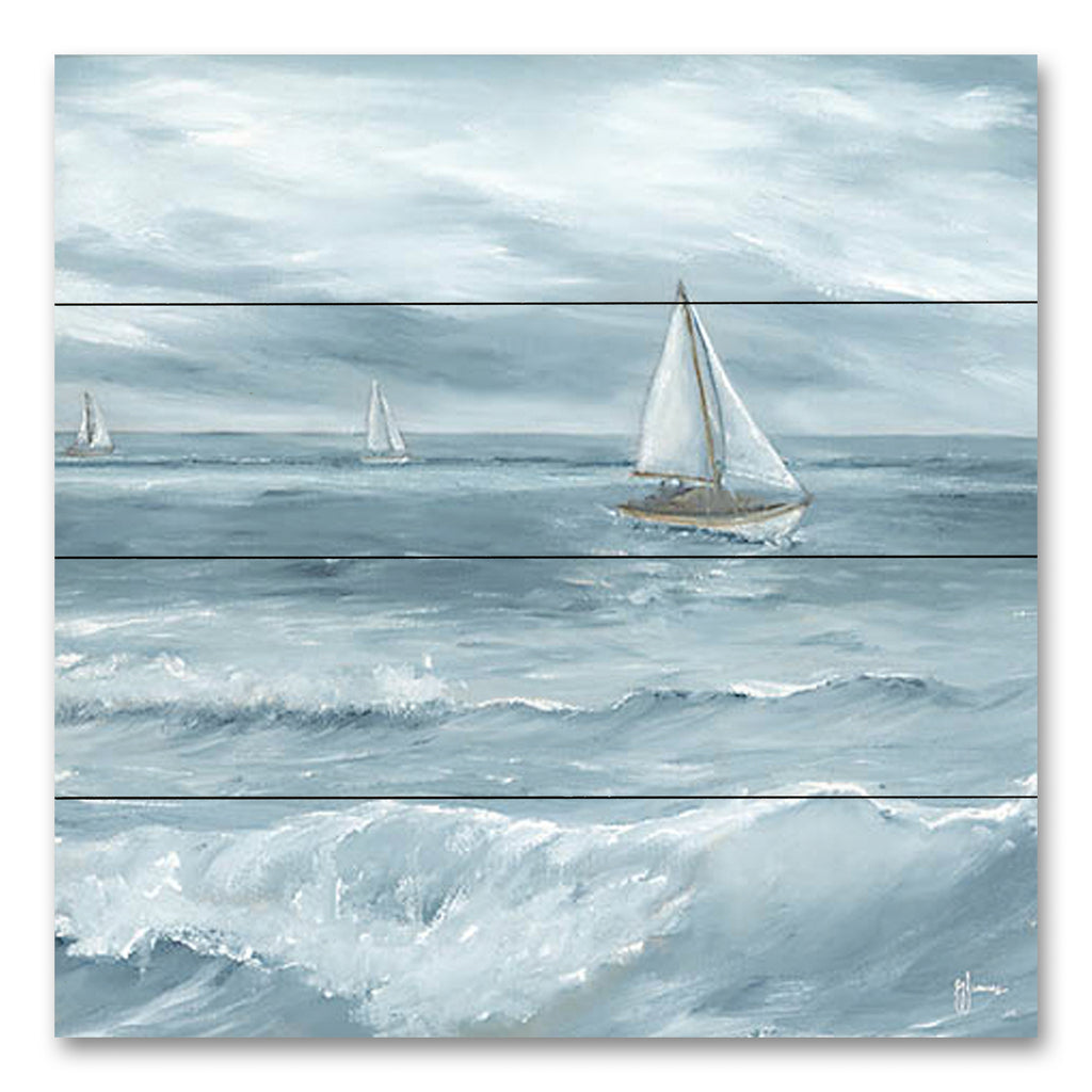 Georgia Janisse JAN291PAL - JAN291PAL - Three Sailboats     - 12x12 Coastal, Sailboats, Ocean, Waves, Landscape, Summer from Penny Lane