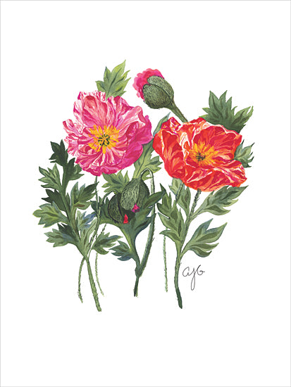 JG Studios JGS556 - JGS556 - Poppy Stems - 12x16 Flowers, Blooms, Flower Bud, Poppies, Pink Poppies, Red Poppies, Spring, Summer from Penny Lane