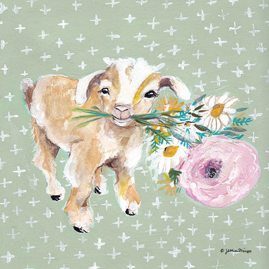 Jessica Mingo JM391 - JM391 - Emma - 12x12 Goat, Baby Goat, Kid, Flowers, Bouquet, Whimsical, Patterns from Penny Lane