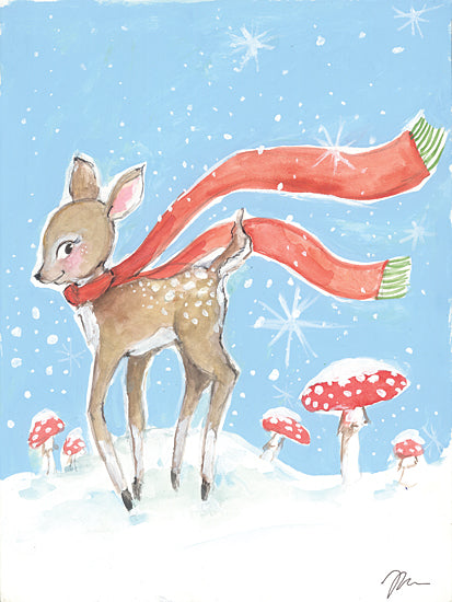 Jessica Mingo JM521 - JM521 - Christmas Deer - 12x16 Christmas, Holidays, Deer, Winter, Scarf, Snow, Mushrooms, Whimsical from Penny Lane