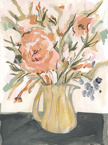 Jessica Mingo JM559 - JM559 - Boho Floral I - 12x16 Flowers, Peach Flowers, Greenery, Abstract, Bohemian, Pitcher, Bouquet, Blooms from Penny Lane