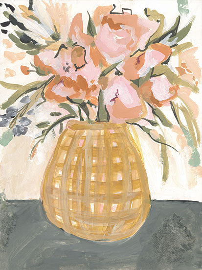 Jessica Mingo JM560 - JM560 - Boho Floral II - 12x16 Flowers, Peach Flowers, Greenery, Abstract, Bohemian, Basket, Bouquet, Blooms from Penny Lane