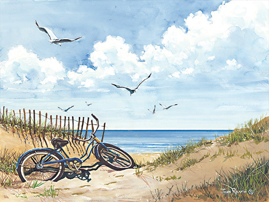 John Rossini JR387 - JR387 - Beach Access - 16x12 Coastal, Ocean, Beach, Coast, Bike, Sand, Fence, Seagulls, Landscape from Penny Lane