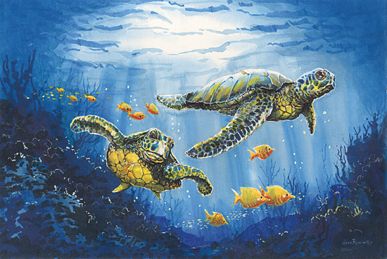 John Rossini JR414 - JR414 - Graceful Swim - 18x12 Coastal, Turtles, Sea Turtles, Fish, Coral, Ocean, Ocean Floor, Nature, Landscape from Penny Lane