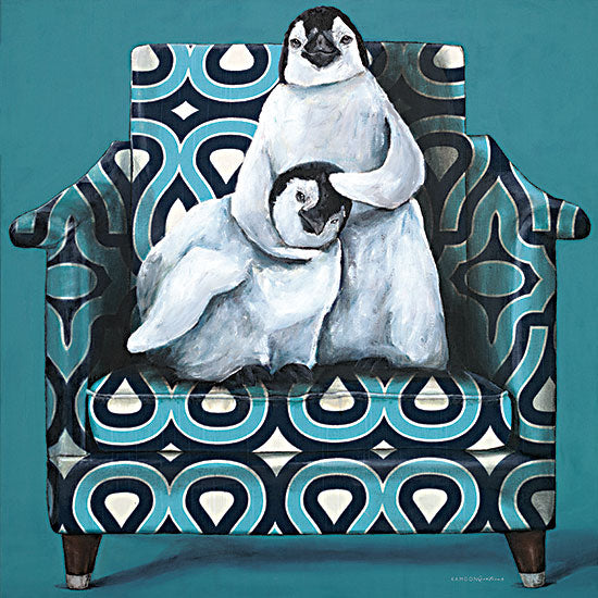 Kamdon Kreations KAM264 - KAM264 - Penguin Noogie - 12x12 Penguins, Whimsical, Chair, Black, White, Teal, Birds, Modern from Penny Lane