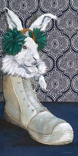 Kamdon Kreations KAM266 - KAM266 - Bunny Boots 1 - 9x18 Rabbit, Bunny, Shoe, Whimsical, Ear-Muffs, Wallpaper, Patterns, Blue & White from Penny Lane