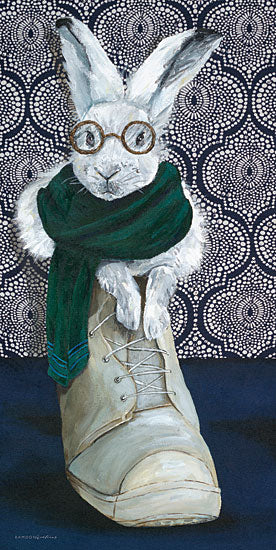 Kamdon Kreations KAM267 - KAM267 - Bunny Boots 2 - 9x18 Rabbit, Bunny, Shoe, Whimsical, Glasses, Wallpaper, Patterns, Blue & White from Penny Lane