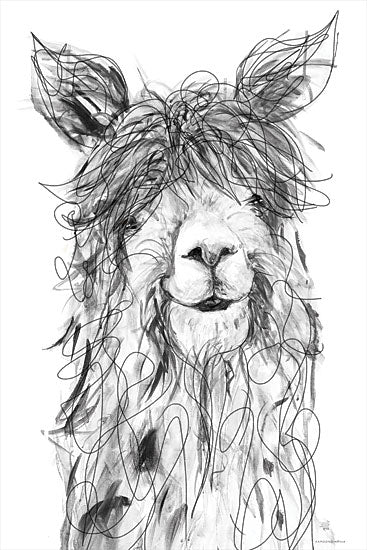 Kamdon Kreations KAM464 - KAM464 - I'll Pack a Pencil 1 - 12x18 Llama, Animals, Abstract, Drawing Print, Black & White from Penny Lane