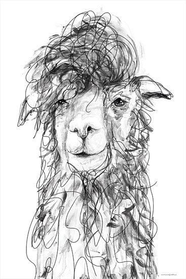 Kamdon Kreations KAM465 - KAM465 - I'll Pack a Pencil 2 - 12x18 Llama, Animals, Abstract, Drawing Print, Black & White from Penny Lane