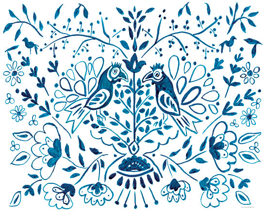 Kamdon Kreations KAM613 - KAM613 - In a Pear Tree - 16x12 Birds, Folk Art, Blue & White, Flowers from Penny Lane