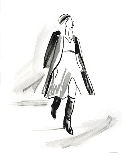 Kamdon Kreations KAM624 - KAM624 - Overcoat - 12x16 Abstract, Woman, Figurative, Fashion, Black & White, Drawing Print, Sketch from Penny Lane