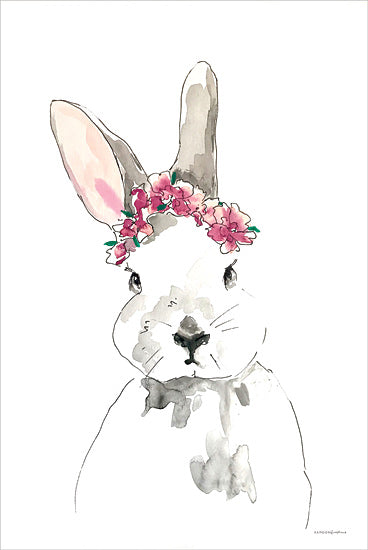 Kamdon Kreations KAM675 - KAM675 - Little Bunny - 12x16 Abstract, Bunny, Rabbit, Flowers, Floral Crown, Drawing Print, Spring, Easter from Penny Lane