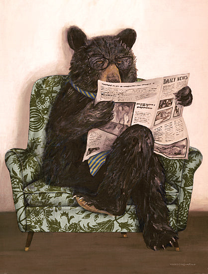 Kamdon Kreations KAM840 - KAM840 - Sunday Paper - 12x16 Whimsical, Bear, Sunday Newspaper, Chair, Reading, Living Room, Leisure from Penny Lane