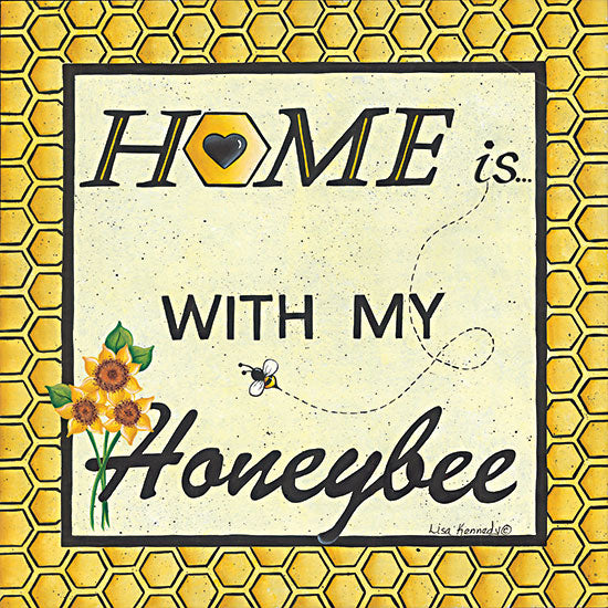 Lisa Kennedy KEN1190 - KEN1190 - Home with My Honeybee - 12x12 Home, Family, Beehives, Honeybees, Flowers, Honeycombs, Typography, Signs from Penny Lane