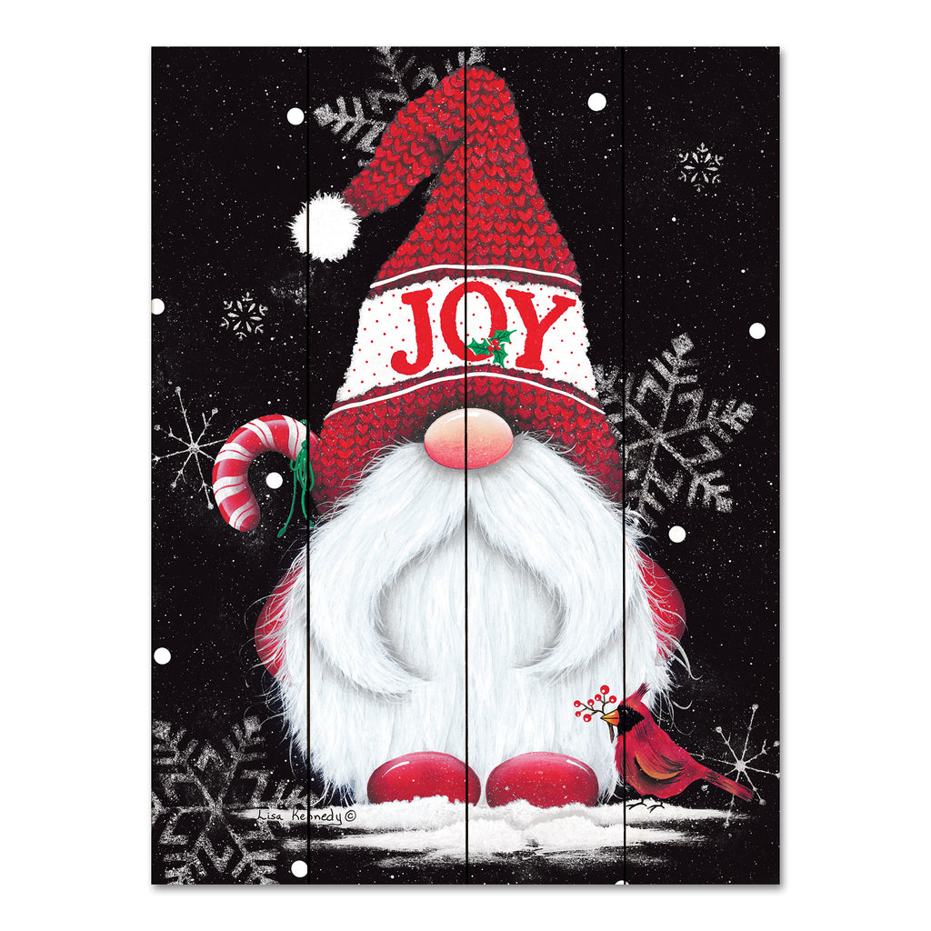 Lisa Kennedy KEN1209PAL - KEN1209PAL - Joy Gnome - 12x16 Christmas, Holidays, Gnome, Whimsical, Joy, Winter, Typography, Signs, Cardinal, Snowflakes, Black Background from Penny Lane