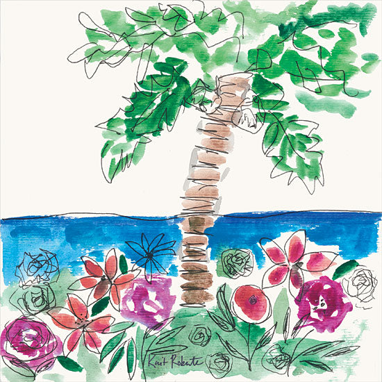 Kait Roberts KR600 - KR600 - Island Dreaming - 12x12 Palm Trees, Ocean, Flowers, Tropical, Abstract, Modern from Penny Lane