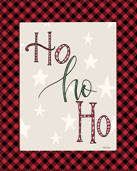 Lisa Larson LAR574 - LAR574 - Ho Ho Ho - 12x16 Christmas, Holidays, Ho Ho Ho, Typography, Signs, Textual Art, Black & Red Plaid Border, Stars from Penny Lane