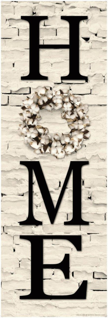 Lori Deiter LD1570A - LD1570A - Cotton Wreath Home - 36x12 Home, Wreath, Cotton, Brick Wall, Typography, Signs from Penny Lane