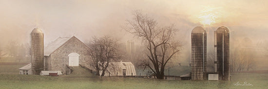 Lori Deiter LD1750A - LD1750A - Old Stone Barn - 36x12 Photography, Farm, Barn, Stone Barn, Foggy, Silos from Penny Lane