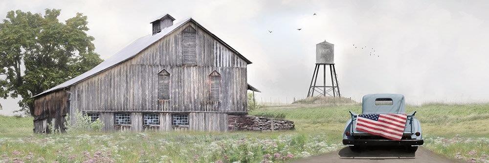 Lori Deiter LD1820B - LD1820B - Flag on Tailgate  - 36x12 Barn, Silo, Truck, American Flag, Farm, Wildflowers from Penny Lane