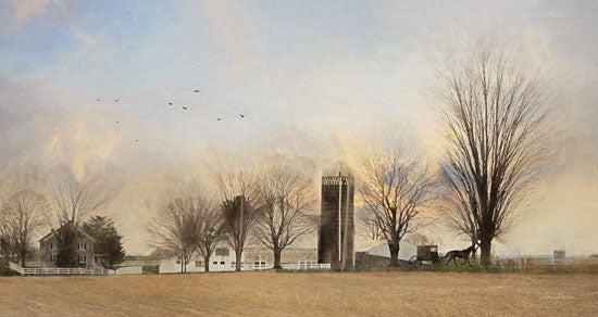 Lori Deiter LD1914 - LD1914 - Lancaster Sunrise with Buggy - 18x9 Farm, Barn, House, Horse and Buggy, Amish, Trees, Amish Farm, Photography from Penny Lane