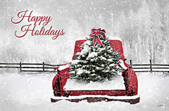 LD1964 - Happy Holidays Rusty Red Truck - 18x12