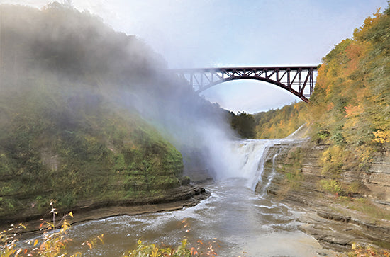 Lori Deiter LD1976 - LD1976 - Letchworth Upper Falls - 18x12 Bridge, Waterfall, Gorge, Landscape, Photography, Letchworth Upper Falls, Autumn from Penny Lane