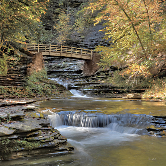 Lori Deiter LD1978 - LD1978 - Autumn at Stony Brook   - 12x12 Stony Brook, Autumn, Waterfall, Bridge, Landscape from Penny Lane