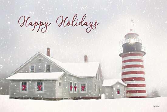 Lori Deiter LD2173 - LD2173 - Happy Holidays Lighthouse - 18x12 Lighthouse, Happy Holidays, Christmas, Winter, Signs, Photography from Penny Lane