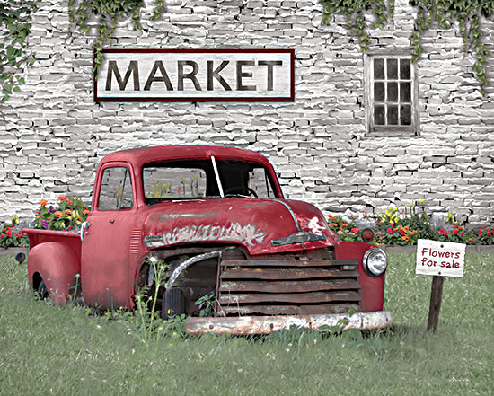 Lori Deiter LD2271 - LD2271 - Truck at Market - 16x12 Truck, Red Truck, Flowers, Flower Truck, Flowers for Sale, Market, Brick Wall, Photography from Penny Lane