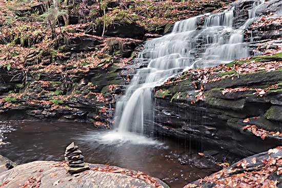 Lori Deiter LD2595 - LD2595 - Peaceful Day at Mohican Falls - 18x12 Mohican Falls, Pennsylvania, Waterfall, Rocks, Lake, Photography from Penny Lane