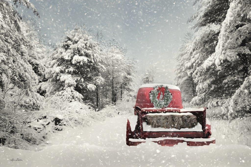 Lori Deiter LD2618 - LD2618 - Snowed In Red Truck - 18x12 Truck, Red Truck, Vintage, Winter, Forest, Snow, Christmas, Photography, Snow, Paths from Penny Lane