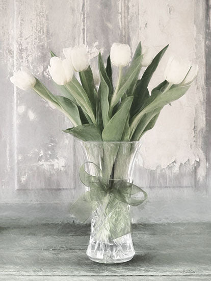 Lori Deiter LD2764 - LD2764 - Brighten My Day - 12x16 Flowers, Tulips, White Tulips, Spring Flowers, Spring, Vase, Ribbon, Photography, Still Life from Penny Lane