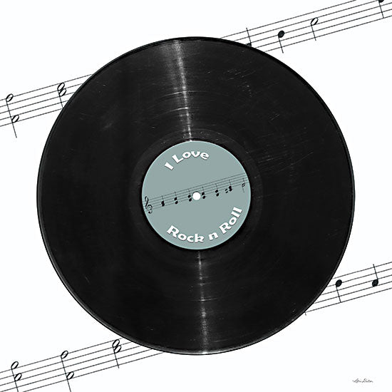 Lori Deiter LD3075 - LD3075 - I Love Rock n Roll - 12x12 Retro, I Love Rock n Roll, Typography, Signs, Textual Art, Record, Music, Rock n Roll, Sheet Music from Penny Lane