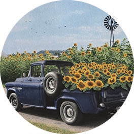 Lori Deiter LD3234RP - LD3234RP - Sunny Days and Sunflowers - 18x18 Fall, Flower Truck, Truck, Sunflowers, Flowers, Fall Flowers, Flower Farm, Silo, Road, Photography from Penny Lane