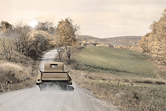 Lori Deiter LD3274 - LD3274 - Golden Country Road    - 18x12 Photography, Country Road, Road, Truck, Vintage Truck, Landscape, Country from Penny Lane