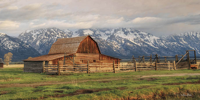 Lori Deiter LD753A - LD753A - Mormon Row II  - 18x9 Landscape, Log Cabin, Mountains,  Photography from Penny Lane