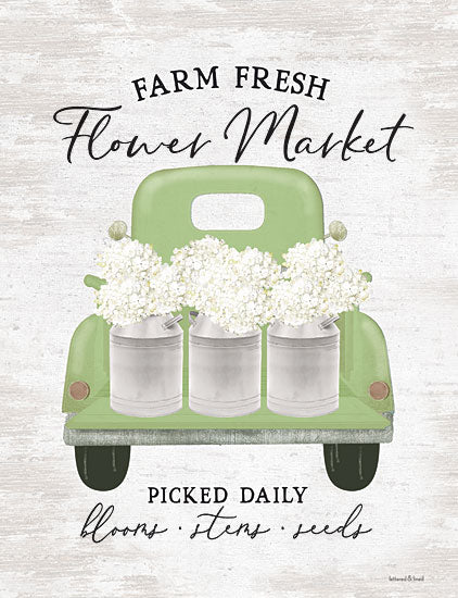 lettered & lined LET115 - LET115 - Flower Market - Hydrangeas - 12x16 Flower Market, Hydrangeas, White Flowers, Farm Fresh, Truck, Signs, Seasons, Spring from Penny Lane