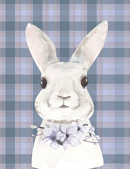 lettered & lined LET117 - LET117 - Plaid Bunny Floral - 12x16 Bunny , Rabbit, Spring, Flowers, Purple Flowers, Plaid, Seasons, Triptych from Penny Lane