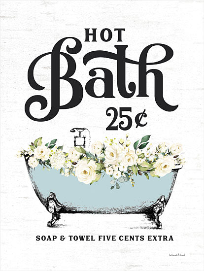 lettered & lined LET132 - LET132 - Hot Bath - 12x16 Hot Bath, Bath, Bathtub, Bathroom, Flowers, White Flowers, Signs from Penny Lane
